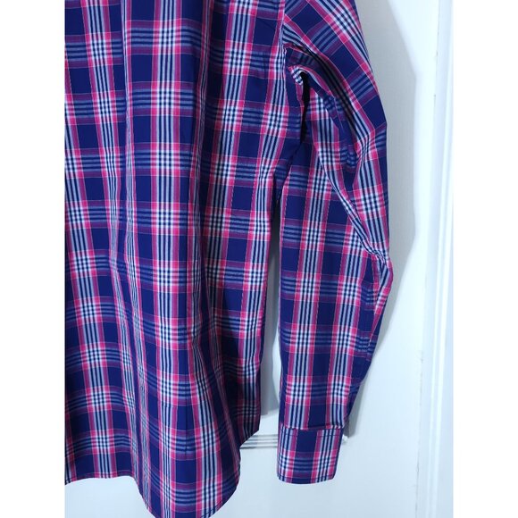 J. Maverick Plaid Button-Up Shirt L New York Blue & Pink Long Sleeve Cotton - Picture 7 of 9